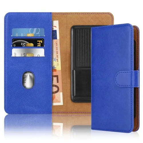 Cadorabo Klapphülle kompatibel mit Google Pixel 2-Handyhülle mit Kartenfach, 360 Grad Schutzhülle zum klappen- Flip Case Book Cover PU Leder Handytasche klappbar BLAU