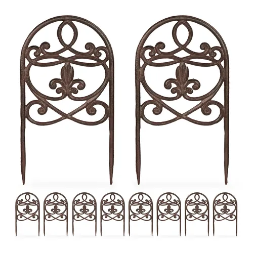 Beetzaun Beetumrandung Zierzaun - Vintage 10er Set - Kanteneinfassungen aus robustem Gusseisen im Antik-Stil, einfache Montage und ideal zur stilvollen Begrenzung Ihres Gartens.