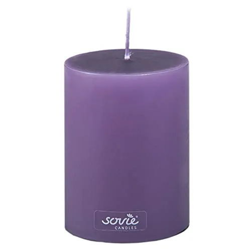 Sovie CANDLES Stumpenkerze AUBERGINE, Ø 70mm x 100mm, ca. 52 Stunden Brenndauer, elegante Blockkerze, Flachkopfkerze und Dekokerze für stilvolle und festliche Dekoration