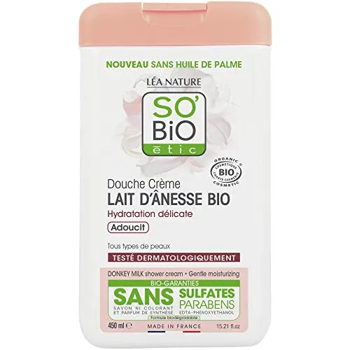 So'Bio Étic Duschcreme Bio-Eselsmilch, sanfte Hydratation¹, weicht 450 ml