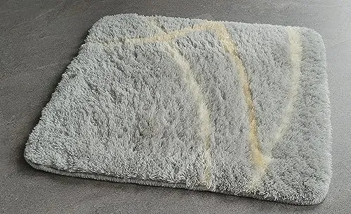 Spirella Motion Manhattan tappetino des Bad, 100% Acryl, Farbe: Grau, Gelb, Weiß, 55 cm x 65 cm