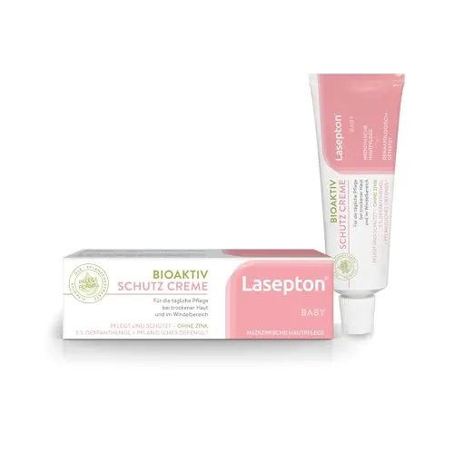 Lasepton Baby Bioaktiv Schutz Creme, 80 ml: Schutzcreme für Pflege und Schutz trockener Hautstellen und im Windelbereich, Creme mit Dexpanthenol, gegen Rötungen und Juckreiz