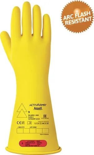 Ansell ActivArmr Elektriker-Schutzhandschuhe, 1000V - Arbeits- & Schutzkleidung, aus Naturgummi-Latex für optimale Flexibilität und höchsten Tragekomfort, ideal für Elektromonteure.
