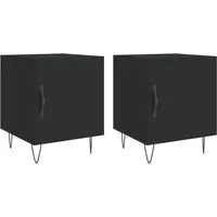 vidaXL Nachttische 2 Stk. Schwarz - Modern und Praktisch - Nachttische aus langlebigem Holzwerkstoff mit geräumigem Stauraum und stabilen Metallfüßen, ideal für eine stilvolle und funktionale Einrichtung.