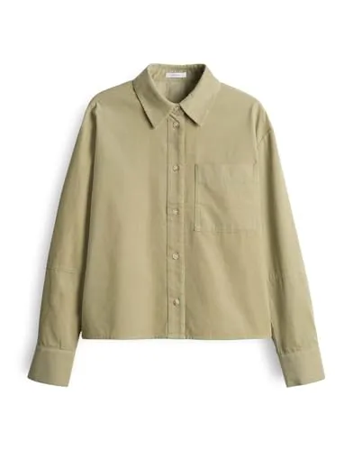 OPUS Damen Langarmbluse | FRONE Boxy Cord Overshirt aus BCI Cotton Soft Matcha, 34