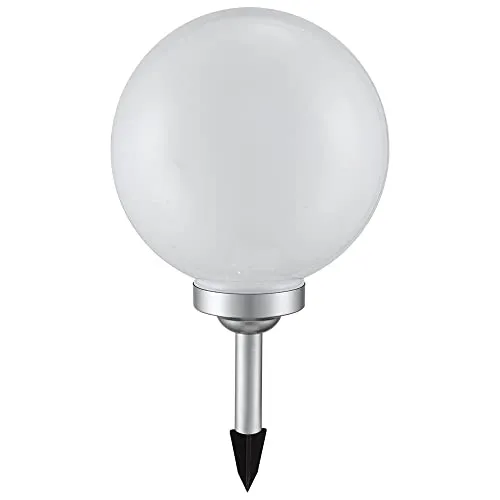 Solarlampen für Außen Kugel Erdspieß Gartenleuchte Kugelleuchte Solar LED Solarkugel für den Garten, weiß silber, LED warmweiß, DxH 25x65 cm