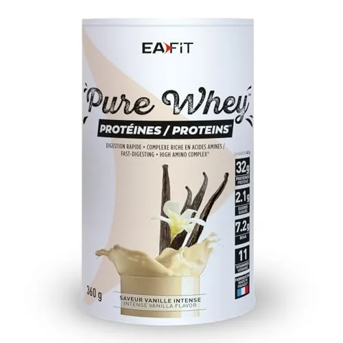 Eafit Whey Protein Pulver Vanille | 360g | Premium Molkenproteine für Muskelaufbau | Protein Isolate | Eiweißpulver | Proteinpräparate | EAFIT