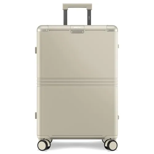 ONYX Hybrid-Pro Koffer Mittelgroß 65x42x28, Leichter 4,8kg Hartschalen-Koffer mit TSA-Schloss Aluminiumverschluss und leisen 360°-Rollen, 70L Reisekoffer aus robustem Polycarbonat, Ivory White