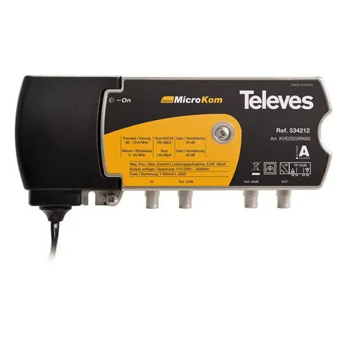 Televes BK-Verstärker 20/25dB m.RK (5-65MHz)