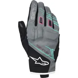 Alpinestars Stella Moblast Handschuhe Drystar Damen - Grau/Hellblau/Weiß - L - Allwetter Motorradhandschuhe für Damen mit Drystar®-Technologie. Bieten Komfort, Abriebfestigkeit und Touchscreen-Kompatibilität für den täglichen Pendelverkehr.