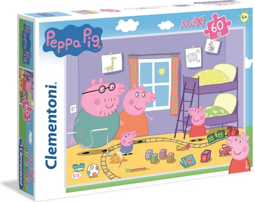 Clementoni 26438 Maxi Peppa Pig Puzzle - 60 Teile für Kinder ab 4 Jahren, extra große Teile für einfaches Greifen und unvergesslichen Puzzlespaß