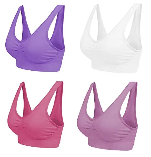 Boolavard Comfort BH - Seamless - Bustier BH - Freizeit und Sport BH, Sporttop, Nahtlos, Form Bustier Top ohne Bügel, Ahh Bra Wohlfühl (M: 86-91cm (70C-75B), Weiß Licht violett Lila und Rosa)