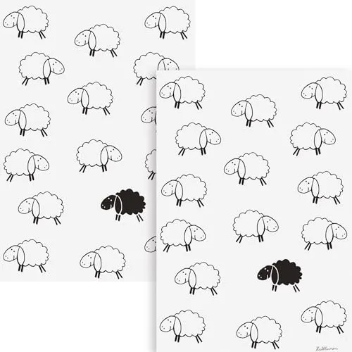 Kracht Frottier-Geschirrtuch 2er-Pack Baumwolle Schafe Größe 45x70 cm