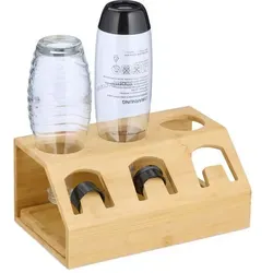 Flaschenhalter aus Bambus für Sodastream - Eleganter Flaschenständer aus hochwertigem Bambus, ideal zum Abtropfen und Trocknen von Flaschen, perfekt für die Küche oder den Essbereich.