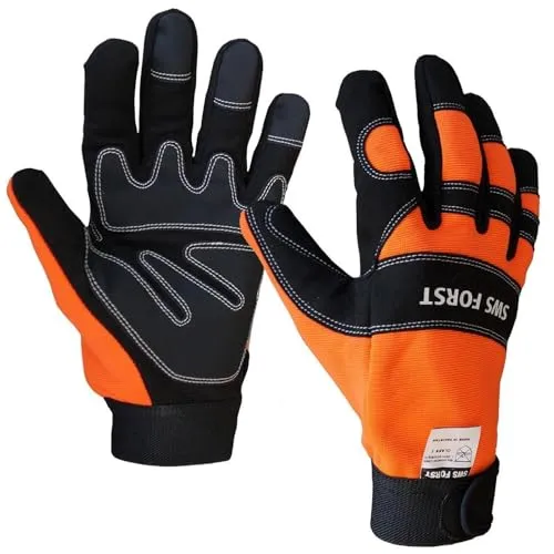 SWS Forst GmbH Leder Schnittschutzhandschuh beidseitiger Schutz Forsthandschuh 16m/s Gr. S-XL (L)