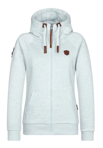 Naketano Damen Sweatjacke nasty mint melange – Stilvoll und Bequem - Modische Sweatjacke mit Kapuze, Kängurutasche und Rippstrickbündchen. Ideal für entspannte Tage und vielseitig kombinierbar.
