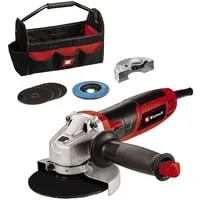 Einhell Winkelschleifer TC-AG 125 850 Kit - 125mm, 850 Watt, flexibles Arbeiten mit flachem Metallgetriebekopf und sicherem Wiederanlaufschutz
