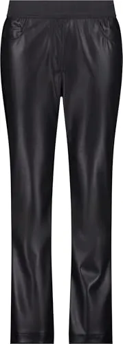 monari Hose 999 schwarz 40 - Stoffhose in Lederoptik mit Straight-Leg-Schnitt und elastischem Bund – bequem und vielseitig für trendige Alltags- oder Abend-Looks.