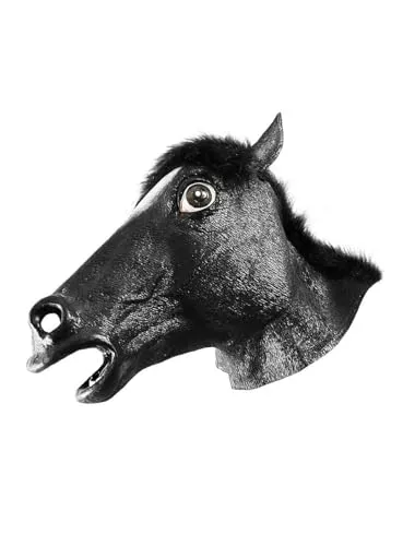 Schwarzes Pferd Maske aus Latex in schwarz von MASKWORLD