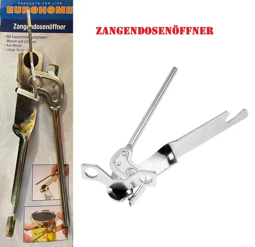 Zangendosenöffner, mit Kapselheber, Länge: 14,8 cm, Stahl, Standard, Silber,