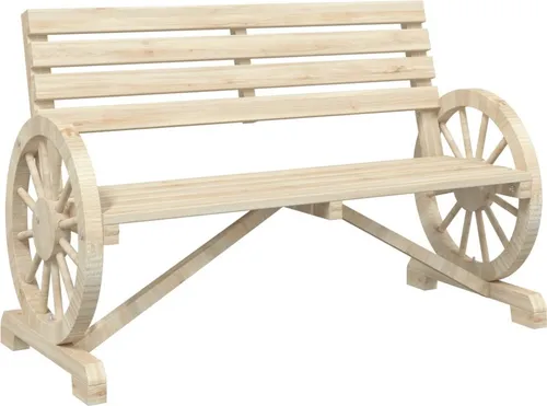 Gartenbank 2-Sitzer aus massivem Tannenholz - Bänke aus robustem Tannenholz, ideal für Garten oder Terrasse. Mit Rücken- und Armlehnen für höchsten Sitzkomfort und einem attraktiven Design im Wagenrad-Look.