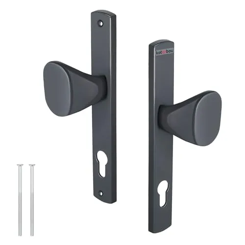 KOTARBAU® Türknauf 92 mm Profilzylinder Türdrücker Aluminium Drückergarnitur Türknopf Türgriff Türklinke Türbeschlag Langschildgarnitur Anthrazit Innentür Außentür Handgriff