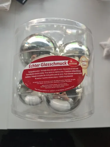Heitmann Weihnachtskugeln 80mm 6er Set - Chrome in weiß von Kaemingk