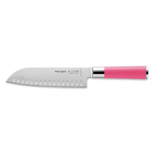 F. DICK Pink Spirit Santoku Messer 18 cm - Santoku-Messer aus hochlegiertem Edelstahl mit Kullenschliff, ideal für präzise Schnitte und eine ergonomische Handhabung für Profiköche und Hobbyköche.