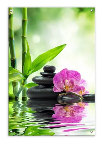 artissimo Zen Garten-Poster 90x60cm – Wetterfest und stilvoll - Verwandeln Sie Ihren Garten mit diesem wetterfesten Zen-Poster (90×60 cm) in eine entspannende Oase. Ideal für Balkon und Terrasse, schafft es eine harmonische Atmosphäre mit natürlichen Farben und ist einfach aufzuhängen.