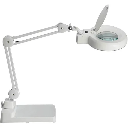 Maul Lupenleuchte Maulviso mit Standfuß, 3 Dioptrien - Leselupen mit 1,75-facher Vergrößerung und 56 LEDs für brillantes, kaltweißes Licht. Ideal für präzise Arbeiten dank neig- und schwenkbarem Leuchtenkopf und stabilen Standfuß.