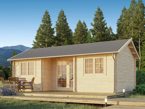 Fjordholz Gartenhaus Wallis 44 – Massivholz Gartenhaus - Robustes Gartenhaus mit 44mm Wandbohlen aus nordischer Fichte. Ideal für Gartenliebhaber, bietet Platz und Stabilität bei jedem Wetter. Individuelle Anpassungen möglich!
