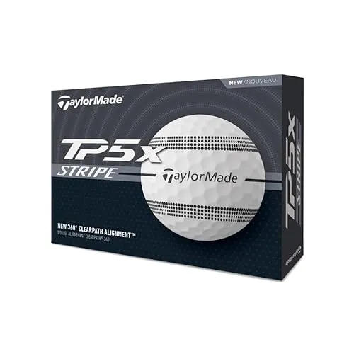 TaylorMade TM25 TP5x Stripe GLB dz - Hochleistungs-Golfball - Golfbälle mit nahtlosem Design für schnellste Ballgeschwindigkeit und längste Eisenentfernung, ideal für anspruchsvolle Golfer.