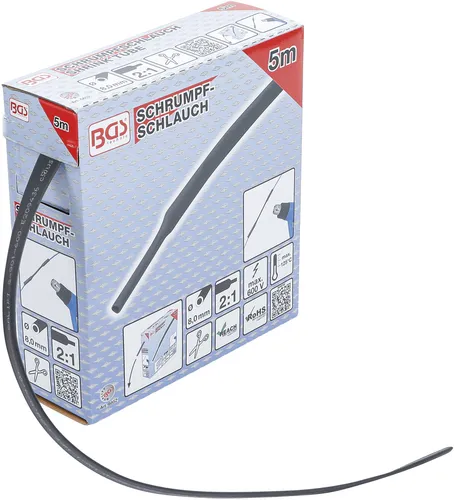 BGS-6852 Schrumpfschlauch-Box schwarz Ø 8 mm 5 m