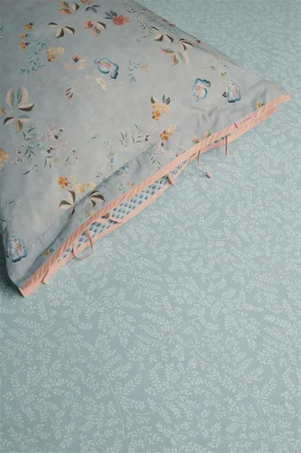 Pip Studio Spanbettlaken Leafy Blau Grau 90x200/220 in blau von Pip Studio