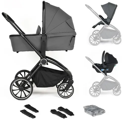 BabyGo 3in1 Kombikinderwagen Harmony, grau in grau von BabyGo