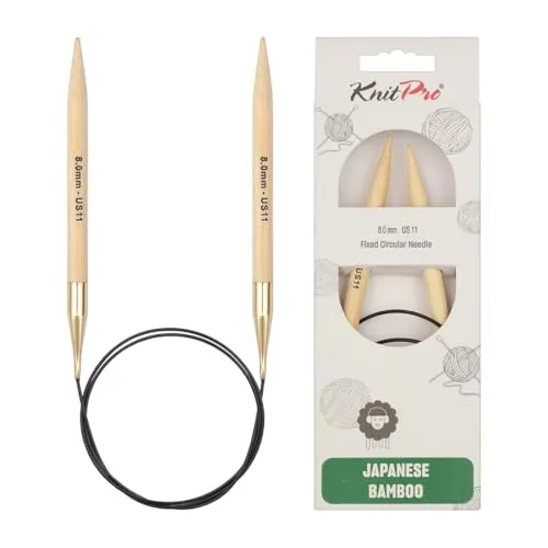 KnitPro K22234 Rundstricknadel, Bamboo, Braun, 60 cm x 8 mm