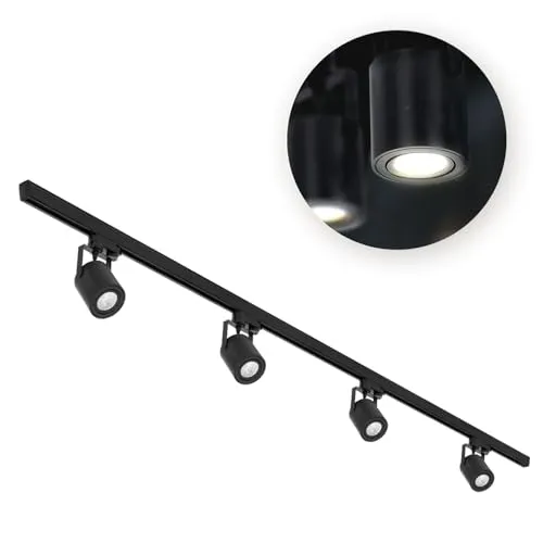 3-Phasen-Schienen-Set NEXTRACK - Schienensystem Komplett-Set 4x GU10 Strahler + 2x 1m Stromschiene + Schalter I Schwarz