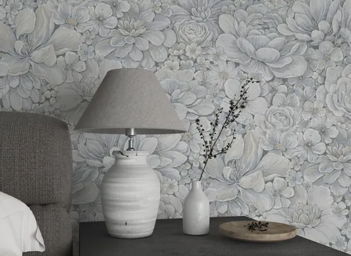 Marburg Vliestapete Flower - Moderne Blattmotiv Tapete für Wohnzimmer & Schlafzimmer - Hochwertige Vliestapete in Blau mit geprägt-matten Blattmotiv, dimensionsstabil und leicht zu verarbeiten, ideal für Wohnzimmer, Schlafzimmer und Küche.