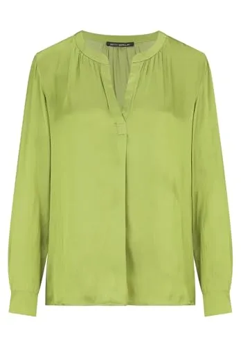 Betty Barclay Damen Satin-Bluse Langarm 44, Fresh Moss – Eleganter Freizeitstil - Lässige Satin-Bluse mit V-Ausschnitt für stilvolle Freizeit-Looks. Leicht und angenehm zu tragen, perfekt für jede Gelegenheit.