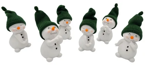 Geschenkestadl Schneemann 6 Stück Schneemann Figuren Strickmütze 12cm Winterdeko mehrere Farben