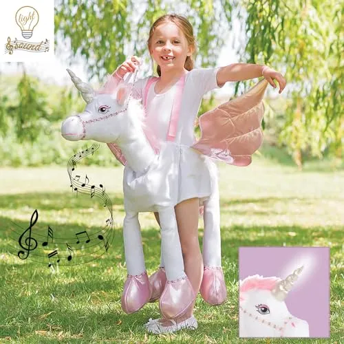Einhorn Reiter Kostüm für Mädchen mit Sound in pink von Amscan