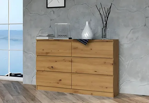 Home Collective Highboard Kommode mit 6 Schubladen - Schubladenkommode mit 6 schienengeführten Schubladen für sicheren Stauraum. Ideal für Flur, Schlafzimmer oder Wohnzimmer – vereint zeitlose Eleganz und Funktionalität in einem kompakten Design.