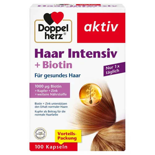 Doppelherz Haar Intensiv + Biotin Kapseln für gesunde und schöne Haare 100 KAP