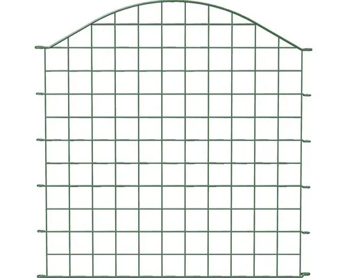 Alberts Teich-Zaunfeld mit Bogen oben, Grün 777x785 - Gartenzäune mit elegantem Bogen-Design, aus robustem Stahl, kunststoffbeschichtet für Langlebigkeit und ideal für die sichere Abgrenzung von Teichanlagen.