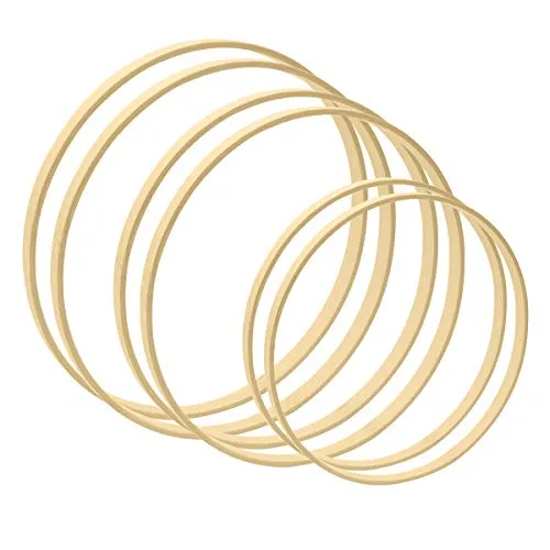 Worown 6 Stück Ringe zum Basteln, 20, 25 & 30 cm ø, Stärke ca. 1 cm, Holzringe zum Basteln, Makramee Ringe für Wickeltechnik, Traumfänger, Floristik, Hochzeitskranz