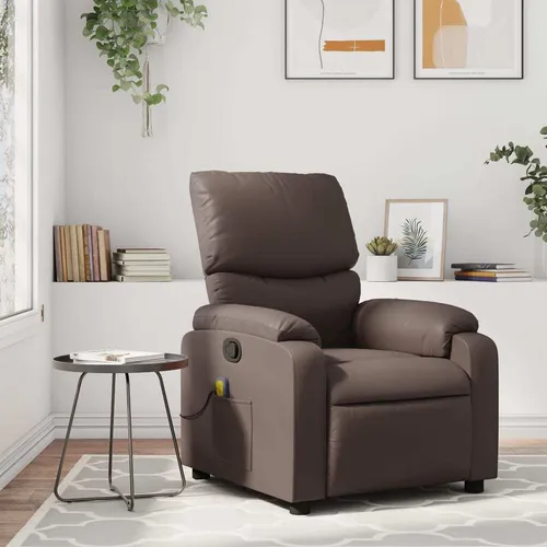 Maison Exclusive Massagesessel Braun Kunstleder mit Vibrationsfunktion