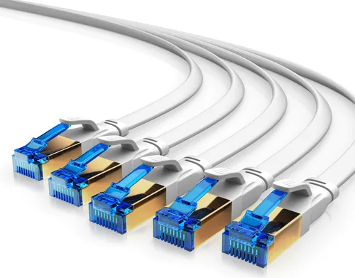Primewire LAN-Kabel, CAT.8, RJ-45 (Ethernet) (25 cm), Patchkabel flach CAT 8, Gigabit Flachband Netzwerkkabel 40 Gbit/s - 0,25m