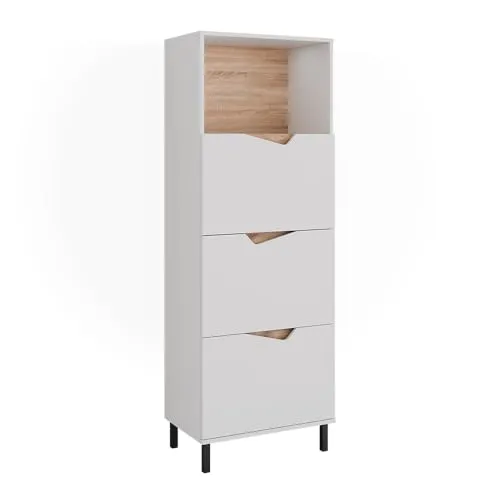 Vicco Kommode Marelle, Weiß/Artisan, 60 x 169,5 cm mit 4 Fächern