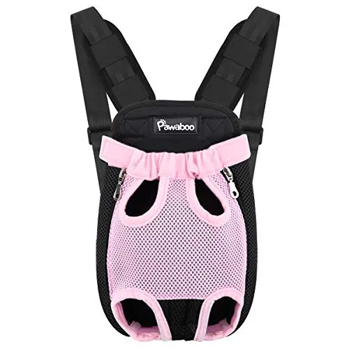Pawaboo Haustier Rucksack Hund Tragetasche, Verstellbar Beinen heraus Rucksäcke Haustier Tragbar Reisetasche, Atmungsaktiv und Bequem Speziell für Klein Mittler Hunde Katzen Welpen - L Rosa