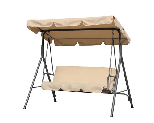 Angel Living 5860900 Hollywoodschaukel 3-Sitzer mit Sonnenschutz - Hollywoodschaukel für Garten, 3-Sitzer mit UV-geschütztem Dach für optimalen Sonnenschutz und angenehmes Schwingen. Belastbar bis 220kg, stabil und einfach zu montieren.
